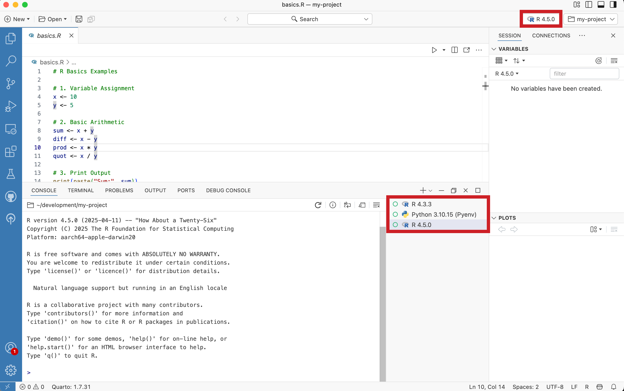Active interpreter session